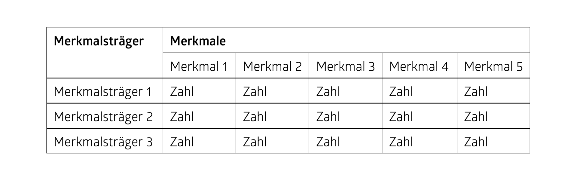 Multivariate Daten mit Merkmalsträger und Merkmalen