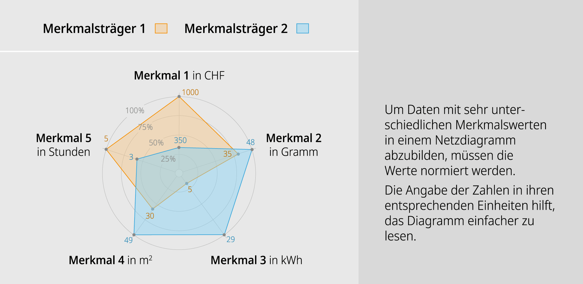 Netzdiagramm mit normierten Werten